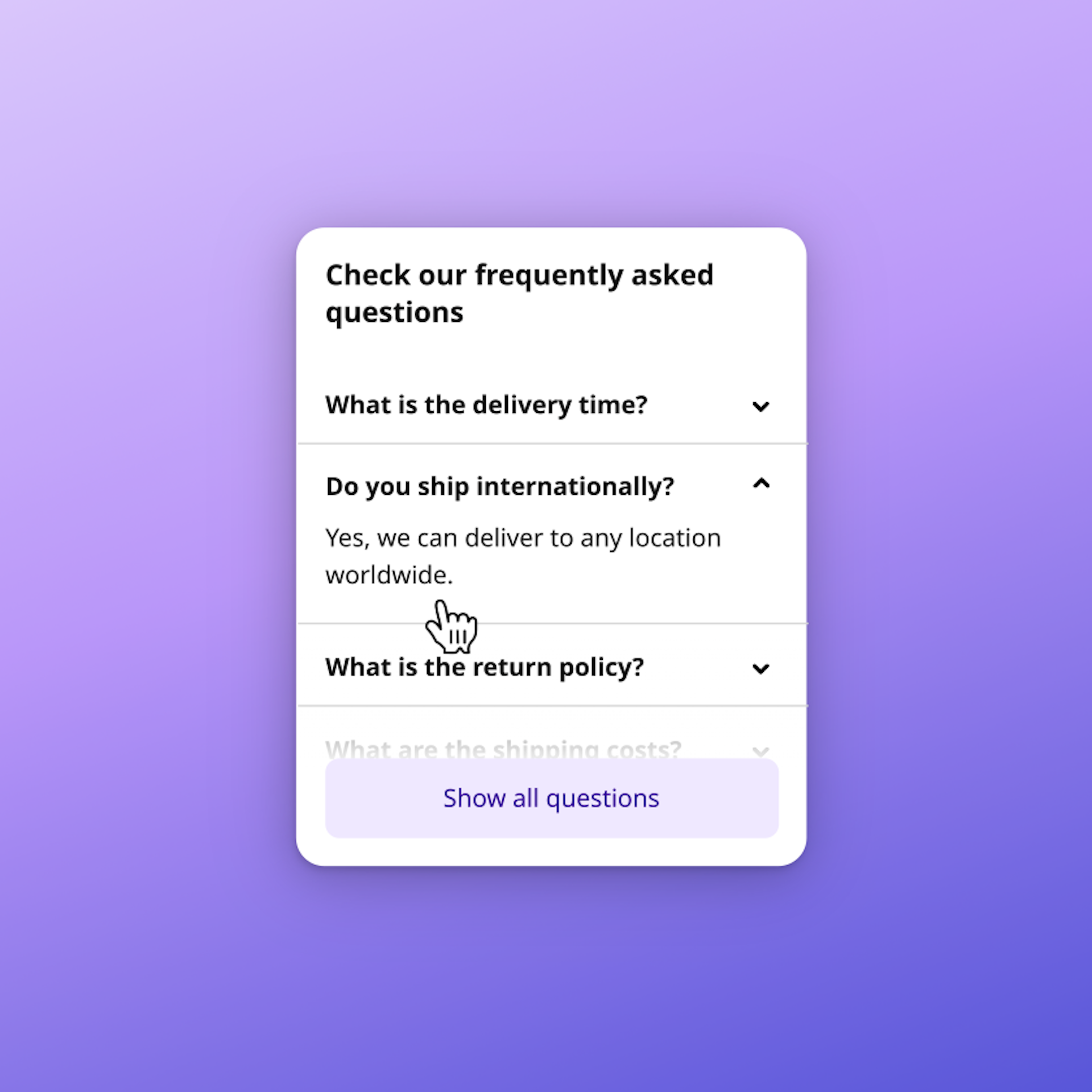 Frequently Asked Questions widget